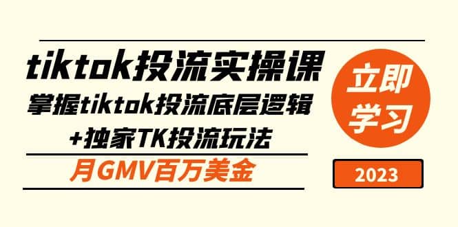 tiktok投流实操课：掌握tiktok投流底层逻辑+独家TK投流玩法-韭菜网