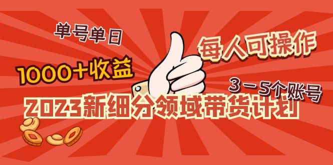 2023新细分领域带货计划：单号单日1000+收益不难，每人可操作3-5个账号-韭菜网