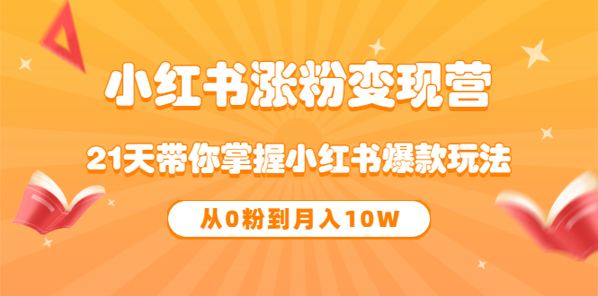 《小红书涨粉变现营》21天带你掌握小红书爆款玩法 从0粉到月入10W-韭菜网