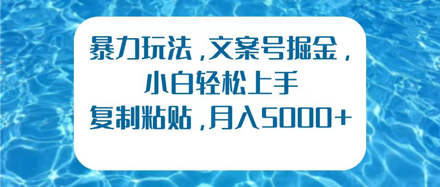 暴力玩法，文案号掘金，小白轻松上手，复制粘贴，月入5000+-韭菜网