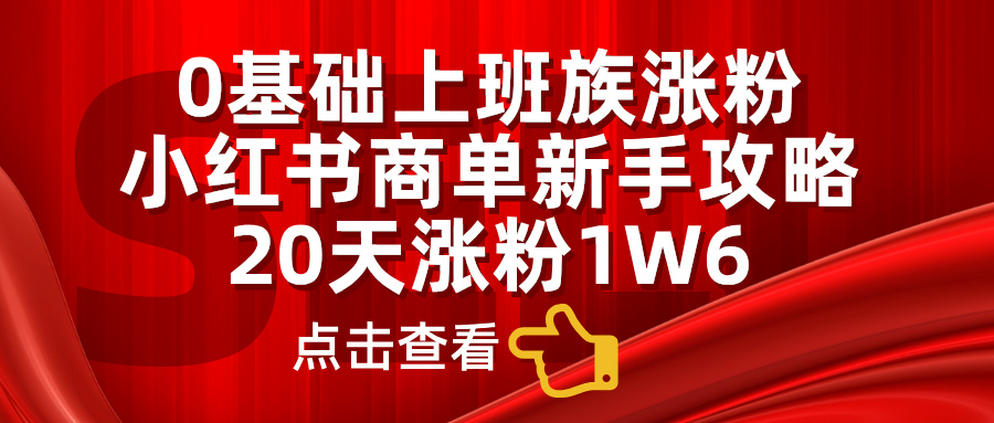 0基础上班族涨粉，小红书商单新手攻略，20天涨粉1.6w-韭菜网