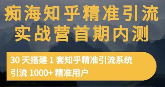 痴海知乎精准引流实战营1-2期，30天搭建1套知乎精准引流系统，引流1000+精准用户-韭菜网