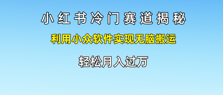 小红书冷门赛道揭秘,轻松月入过万，利用小众软件实现无脑搬运，-韭菜网