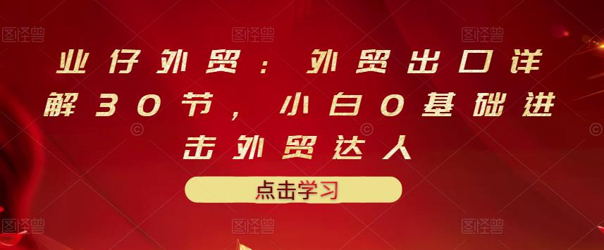 业仔外贸：外贸出口详解30节，小白0基础进击外贸达人 价值666元-韭菜网