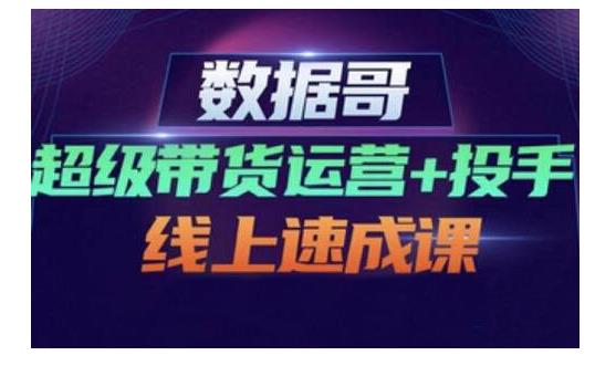 数据哥·超级带货运营+投手线上速成课，快速提升运营和熟悉学会投手技巧-韭菜网