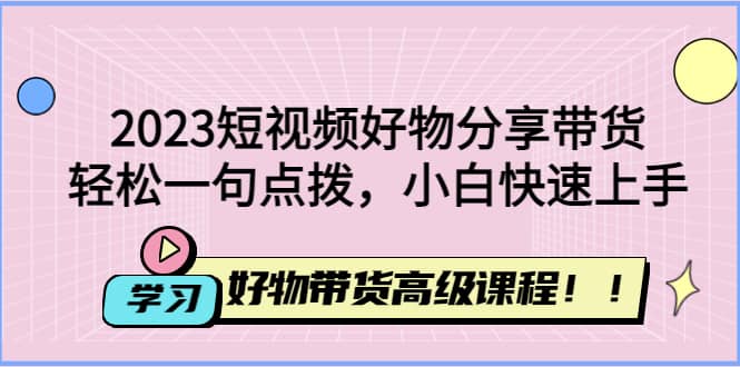 2023短视频好物分享带货，好物带货高级课程，轻松一句点拨，小白快速上手-韭菜网