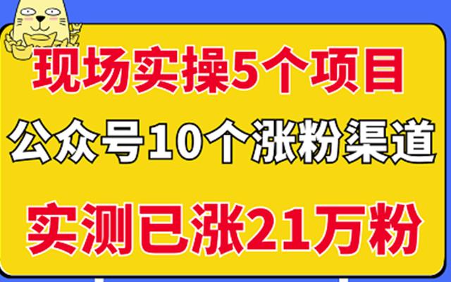 现场实操5个公众号项目，10个涨粉渠道，实测已涨21万粉！-韭菜网