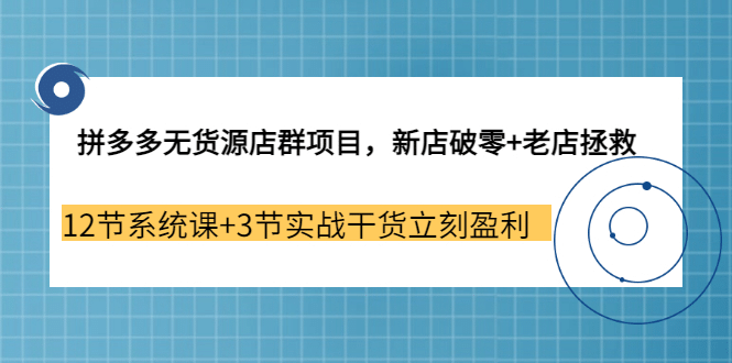 拼多多无货源店群项目，新店破零+老店拯救 12节系统课+3节实战干货立刻盈利-韭菜网