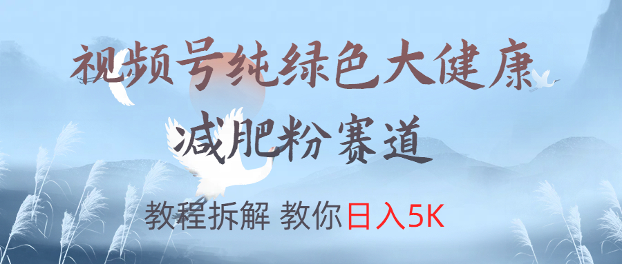 视频号纯绿色大健康粉赛道，教程拆解，教你日入5K-韭菜网