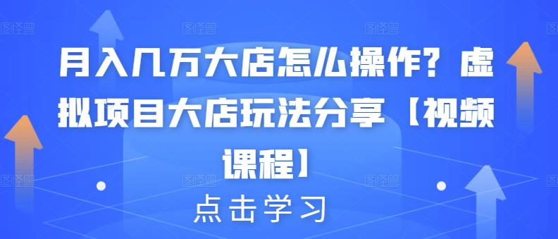 月入几万大店怎么操作？虚拟项目大店玩法分享【视频课程】-韭菜网