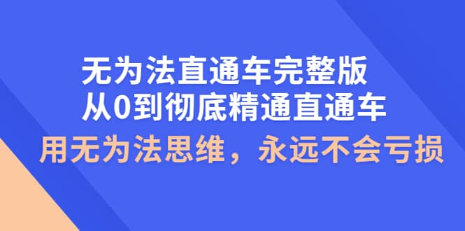 无为法直通车完整版：从0到彻底精通直通车，用无为法思维，永远不会亏损-韭菜网