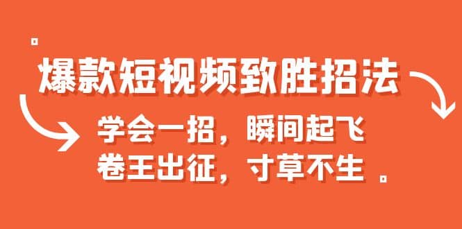 爆款短视频致胜招法，学会一招，瞬间起飞，卷王出征，寸草不生-韭菜网