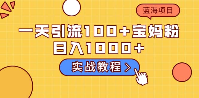 一天引流100+宝妈粉，日入1000+的蓝海项目（实战教程）-韭菜网