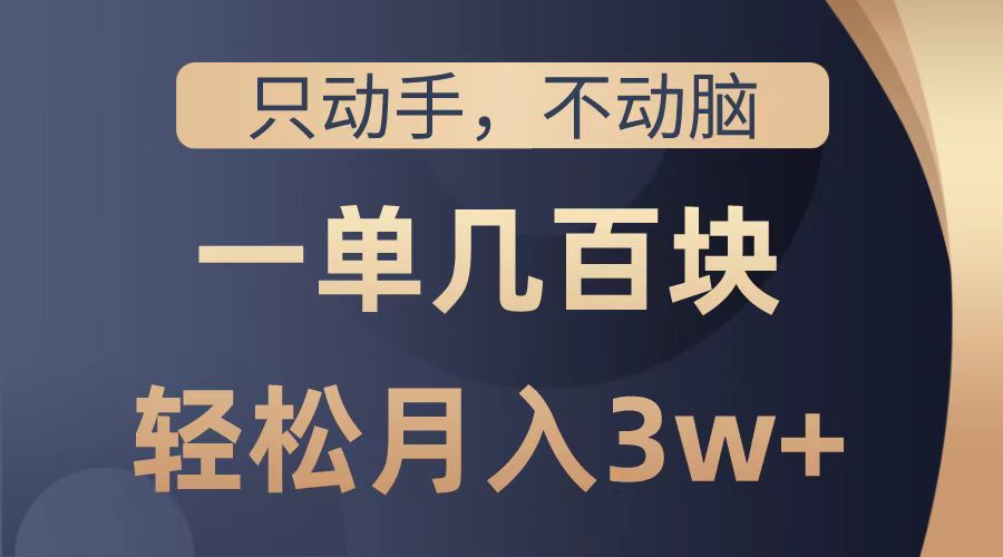 只动手不动脑，一单几百块，轻松月入2w+，看完就能直接操作，详细教程-韭菜网