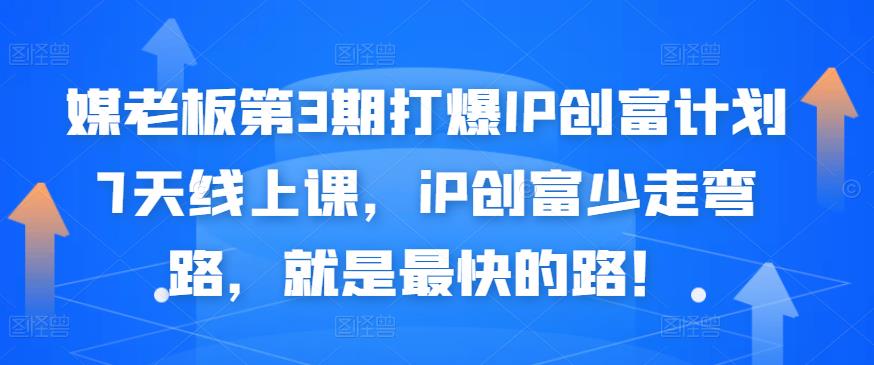 媒老板第3期打爆IP创富计划7天线上课，iP创富少走弯路，就是最快的路！-韭菜网