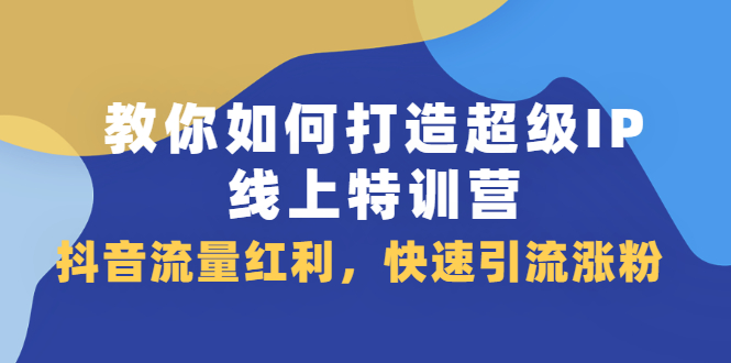 教你如何打造超级IP线上特训营，抖音流量红利新机遇-韭菜网