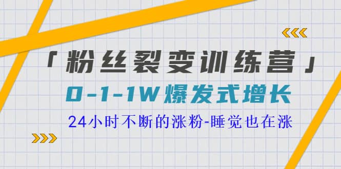 「粉丝裂变训练营」0-1-1w爆发式增长，24小时不断的涨粉-睡觉也在涨-16节课-韭菜网