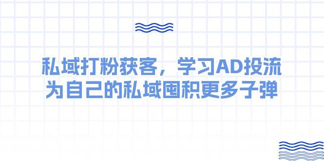 某收费课：私域打粉获客，学习AD投流，为自己的私域囤积更多子弹-韭菜网