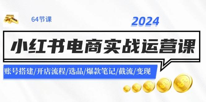 2024小红书电商实战运营课：账号搭建/开店流程/选品/爆款笔记/截流/变现-韭菜网