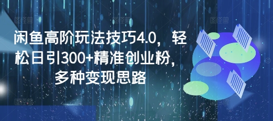 闲鱼高阶玩法技巧4.0，轻松日引300+精准创业粉，多种变现思路-韭菜网