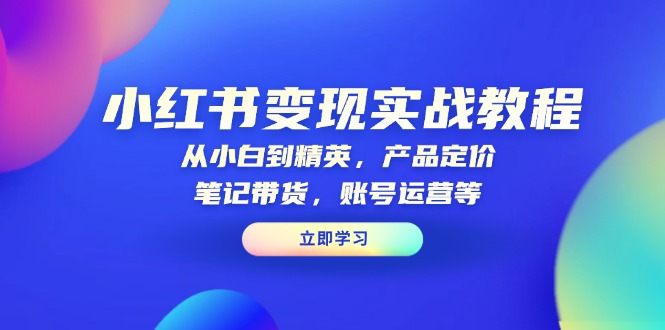 小红书变现实战教程：从小白到精英，产品定价，笔记带货，账号运营等-韭菜网