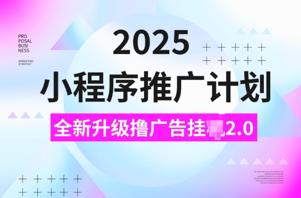 2025小程序推广计划，撸广告挂JI3.0玩法，日均5张【揭秘】-韭菜网