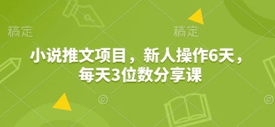 小说推文项目，新人操作6天，每天3位数分享课-韭菜网