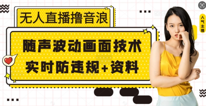 无人直播撸音浪+随声波动画面技术+实时防违规+资料【揭秘】-韭菜网