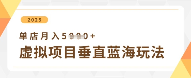 虚拟项目垂直玩法，实现单店月入5k+-韭菜网