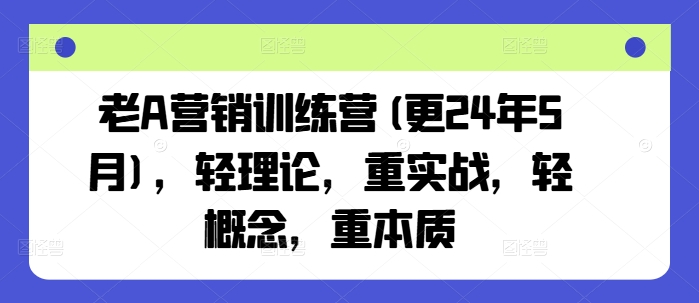 老A营销训练营(更25年1月)，轻理论，重实战，轻概念，重本质-韭菜网