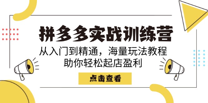 拼多多实战训练营，从入门到精通，海量玩法教程，助你轻松起店盈利-韭菜网