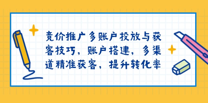 竞价推广多账户投放与获客技巧，账户搭建，多渠道精准获客，提升转化率-韭菜网