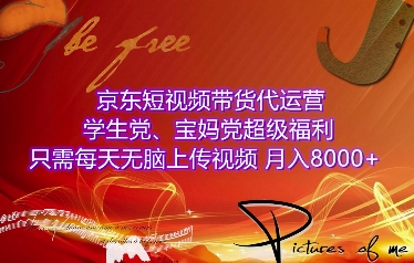 京东短视频带货代运营，学生党、宝妈党超级福利，只需每天无脑上传视频，月入8000+【仅揭秘】-韭菜网