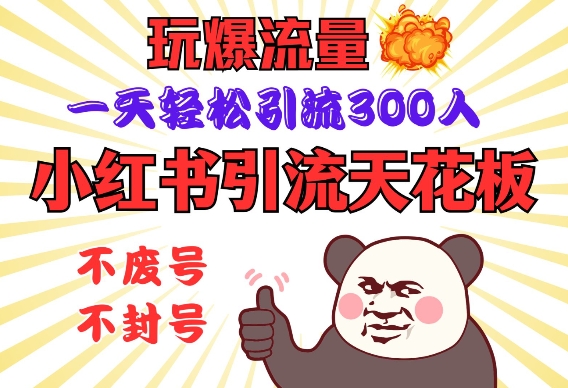 小红书引流天花板，玩爆流量，一天轻松引流300人，安全操作-韭菜网