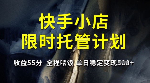 快手小店限时托管计划，收益55分，全程喂饭，单日稳定变现5张【揭秘】-韭菜网