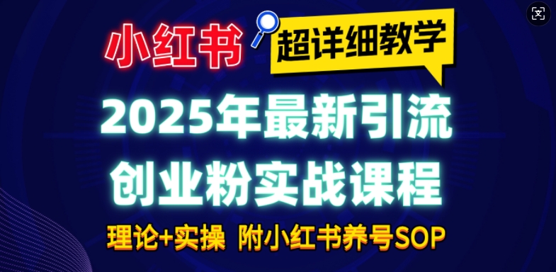 2025年最新小红书引流创业粉实战课程【超详细教学】小白轻松上手，月入1W+，附小红书养号SOP-韭菜网