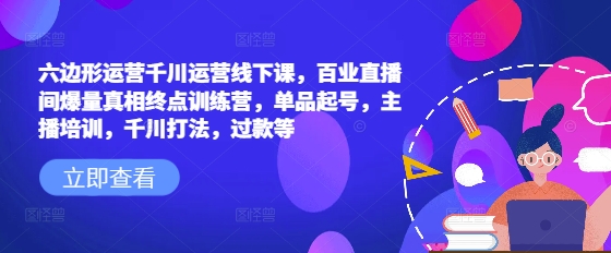 六边形运营千川运营线下课，百业直播间爆量真相终点训练营，单品起号，主播培训，千川打法，过款等-韭菜网