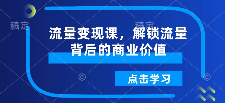 流量变现课，解锁流量背后的商业价值-韭菜网