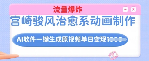 宫崎骏风治愈系动画制作，AI软件一键生成原创视频流量爆炸，单日变现多张，详细实操流程-韭菜网