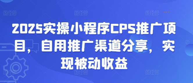 2025实操小程序CPS推广项目，自用推广渠道分享，实现被动收益-韭菜网