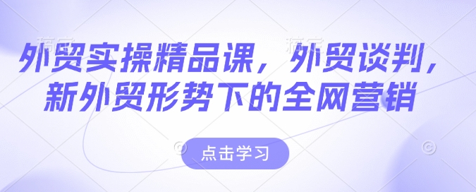 外贸实操精品课，外贸谈判，新外贸形势下的全网营销-韭菜网