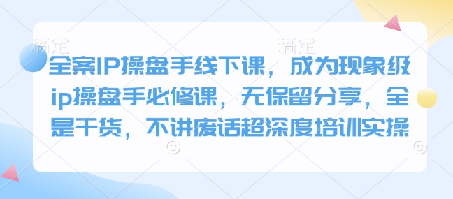 全案IP操盘手线下课，成为现象级ip操盘手必修课，无保留分享，全是干货，不讲废话超深度培训实操-韭菜网