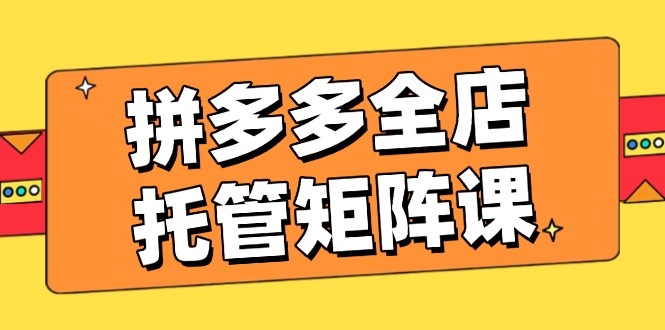 拼多多全店托管矩阵课，盈利动销玩法，高效计划设置，提升店铺效益-韭菜网