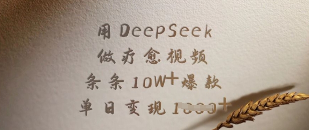 用DeepSeek做疗愈视频，条条10W+爆款，单日变现多张-韭菜网