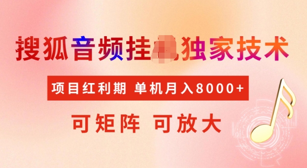 首发搜狐音频挂JI，项目红利期，可矩阵可放大，稳定月入5k【揭秘】-韭菜网