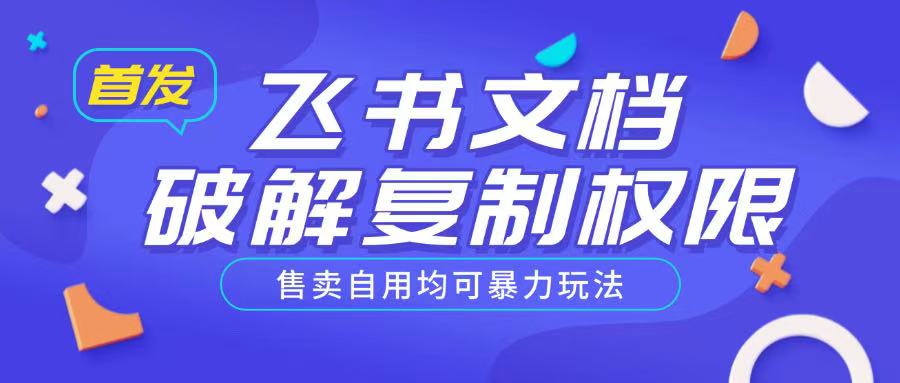 首发飞书文档破解复制权限，售卖自用均可暴力玩法-韭菜网