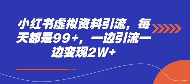 小红书虚拟资料引流，每天都是99+，一边引流一边变现2W+-韭菜网