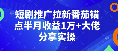 短剧推广拉新番茄锚点半月收益1万+大佬分享实操-韭菜网