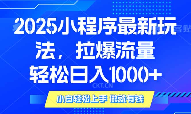 2025年小程序最新玩法，流量直接拉爆，单日稳定变现1000+-韭菜网