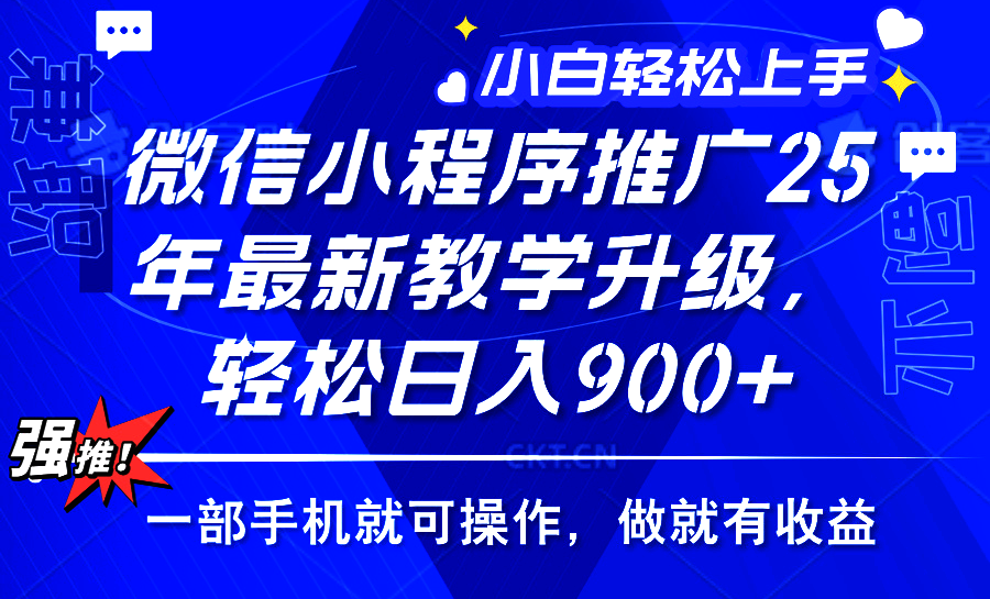 2025年微信小程序推广，最新教学升级，轻松日入900+，小白宝妈轻松上手…-韭菜网